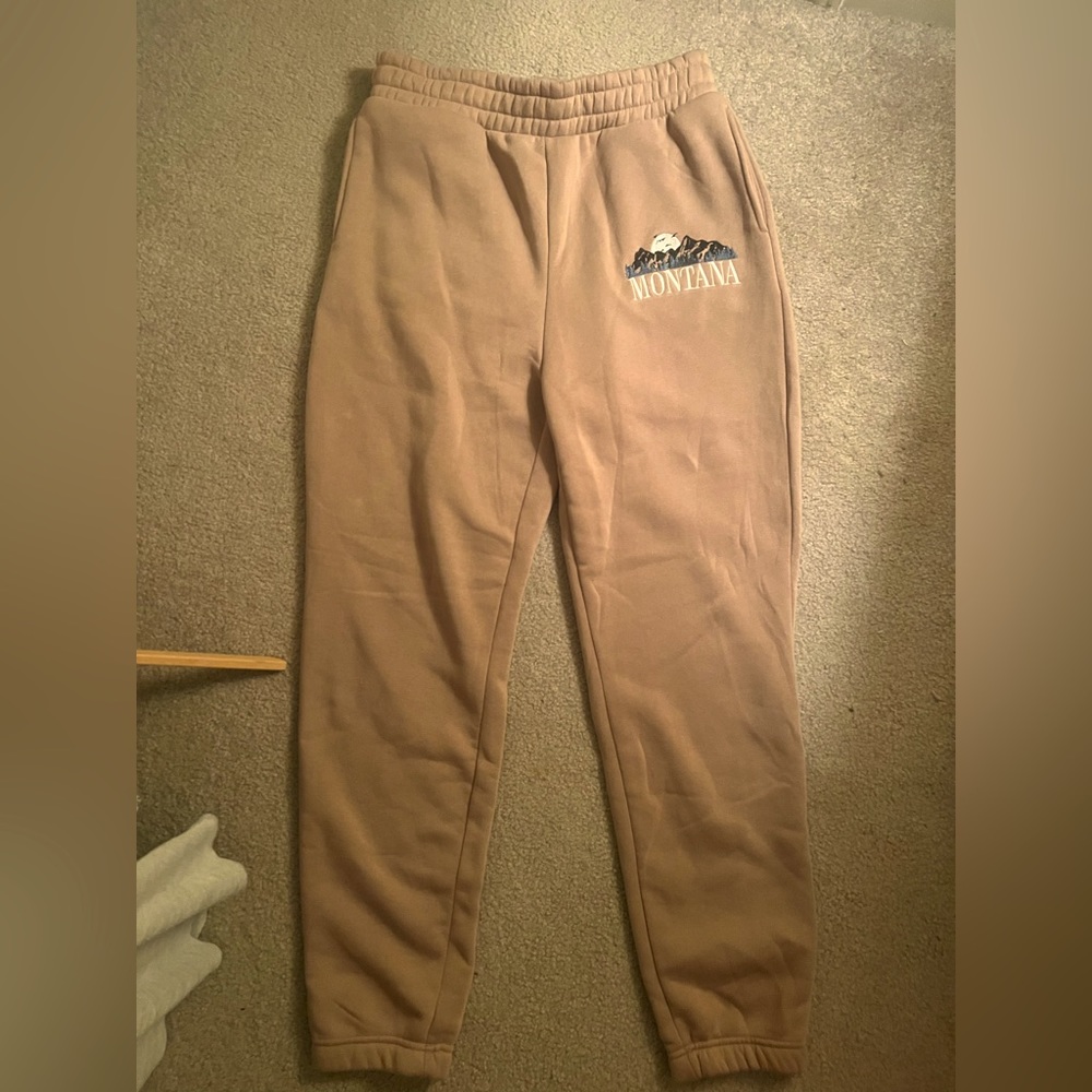 Tan Montana Embroidered Boyfriend Joggers